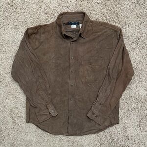 Vintage 80s Barneys New York 100% Leather Button Down Shirt Men’s Sz Large USA